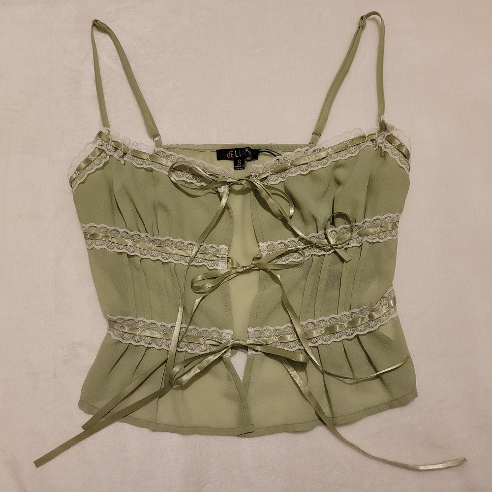 dELiA*s By Dolls Kill Green Chiffon Cami Tank Top